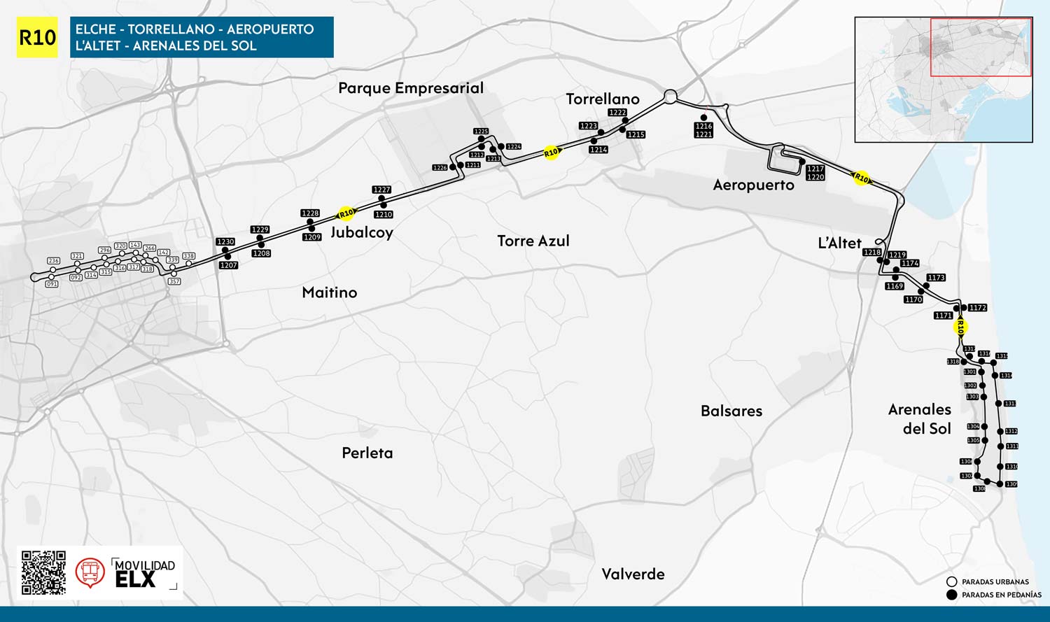 Mapa R10 Autobuses Urbanos Elche