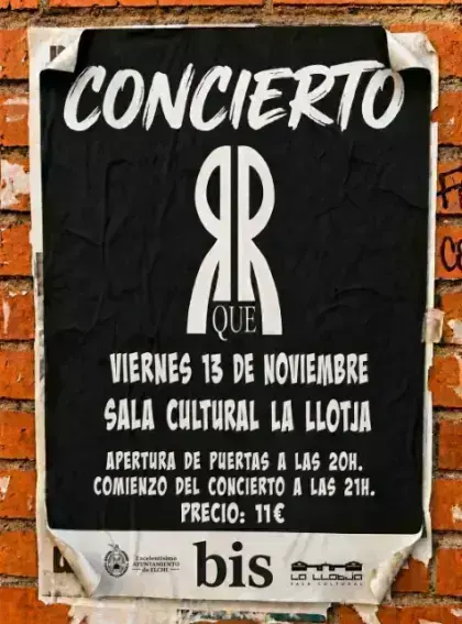 RqueR · Bis · Música en Sala La Llotja de Elche (Viernes 13 de noviembre de 2026 · 21:00 h)